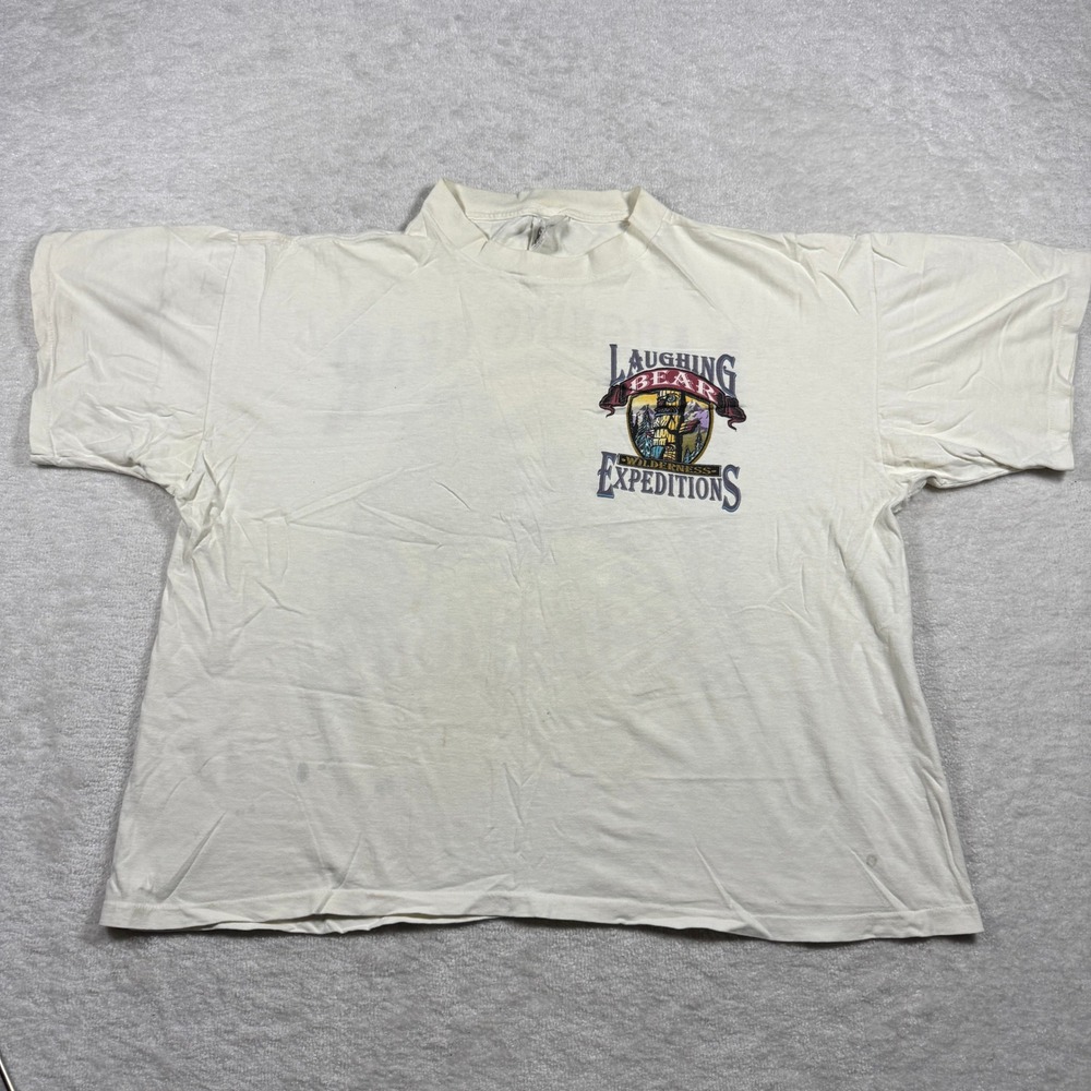 Vintage Laughing Bear Wilderness Expeditions T-Shirt XXL White Made in USA 90s